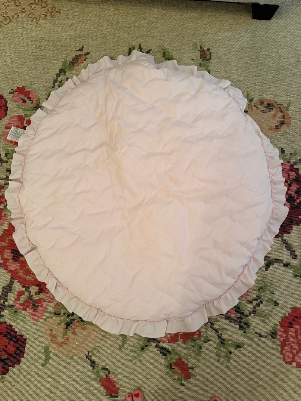 Soft Pink Round Ruffled Play Mat for Kids